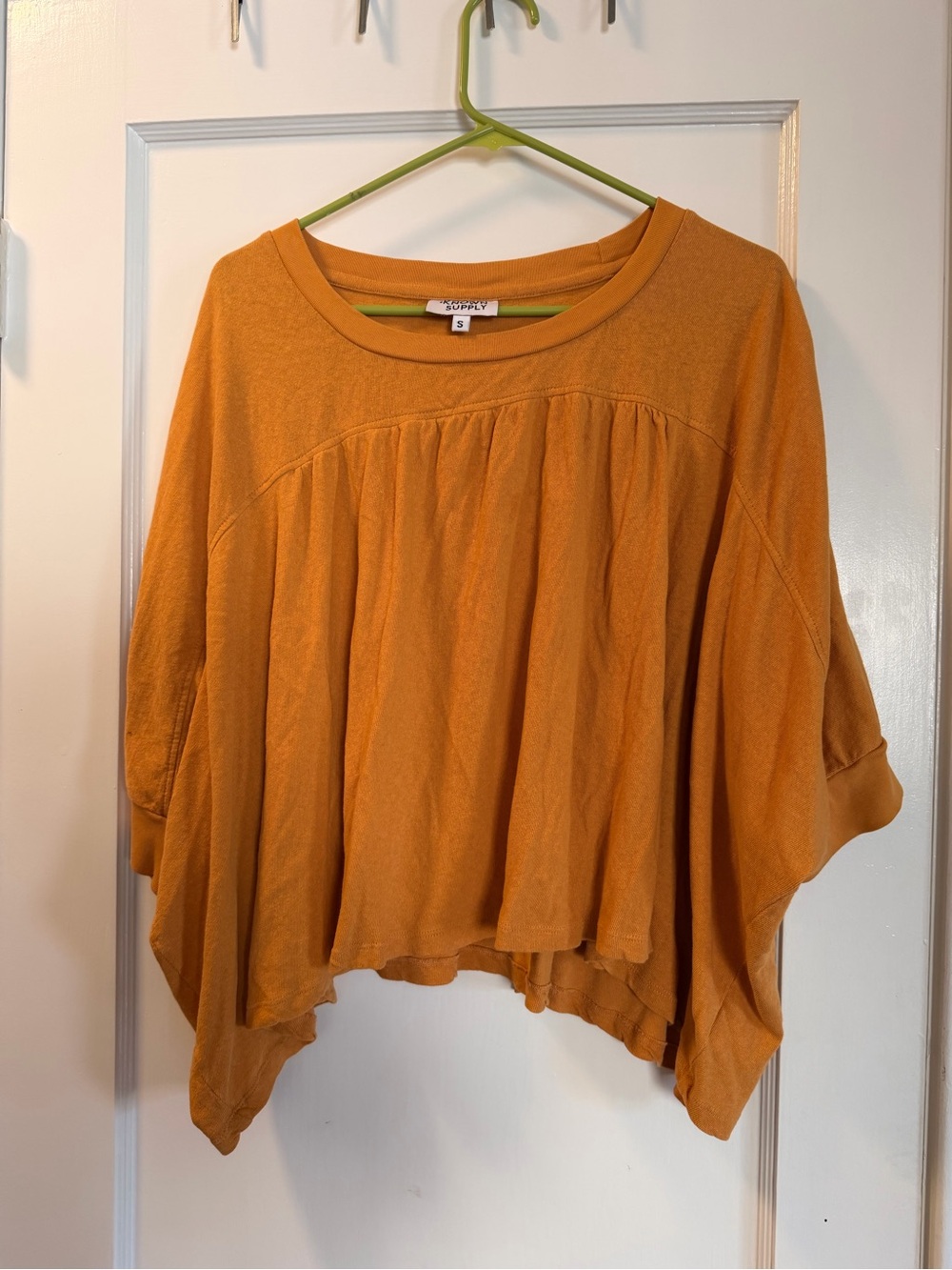100% Cotton Dolman Sleeve Women's Top in Mustard Orange